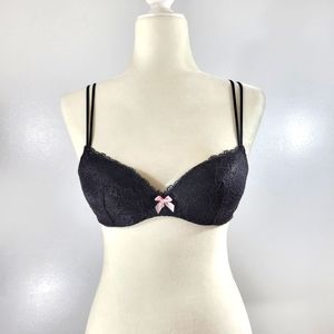 VICTORIA'S SECRET black lace padded demi bra 32C